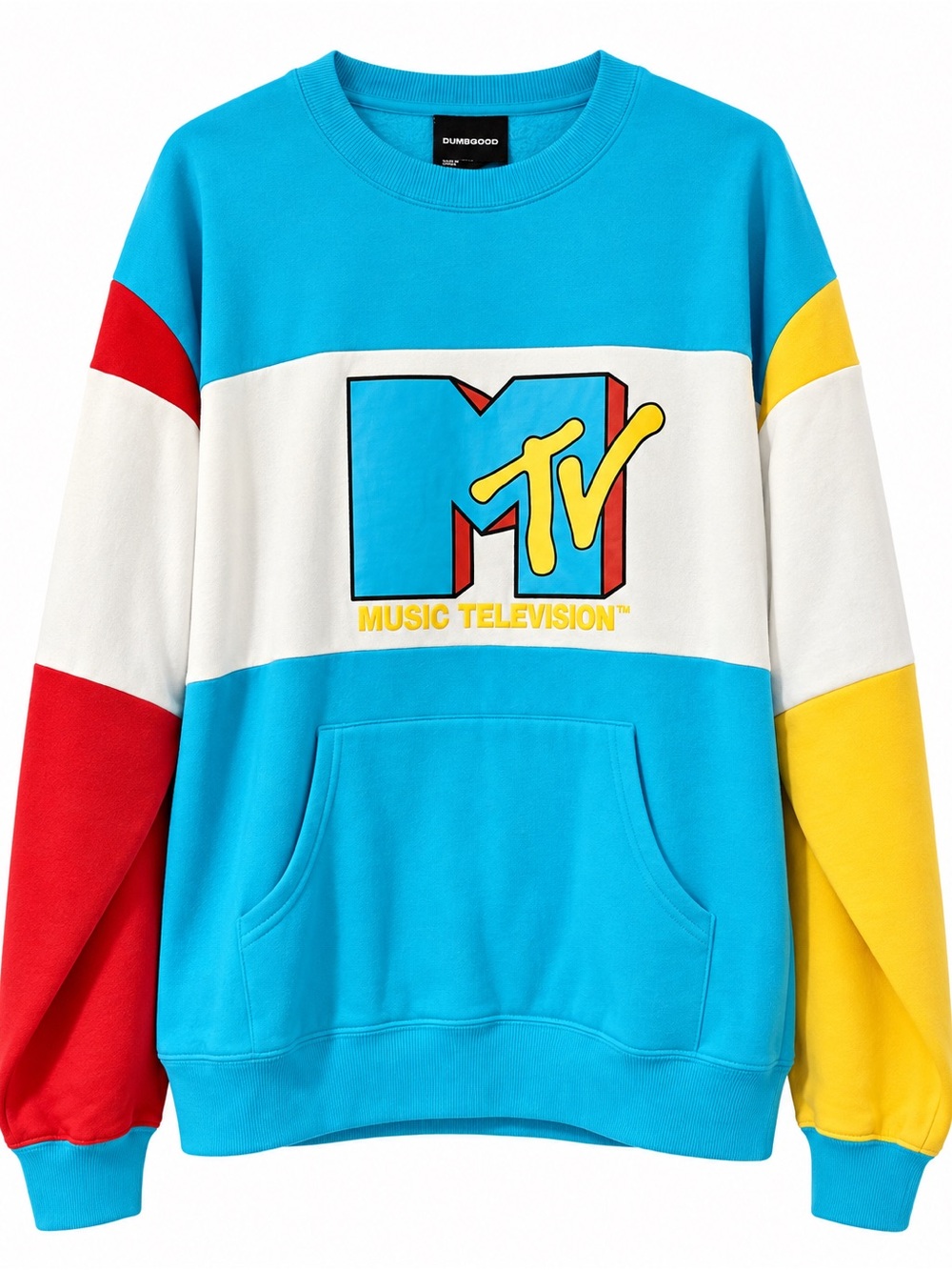 Dumbgood x MTV Colorblock Sweatshirt Large Retro 90s Music Television Pullover